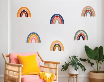 Boho Rainbow Wall Decals - Colorful Peel Stick Mural Stickers for Easy Removal and Replacement