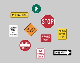 Large Road Signs Decals, Traffic Stickers for Wall or Sign, Indoor or Outdoor Traffic Stickers