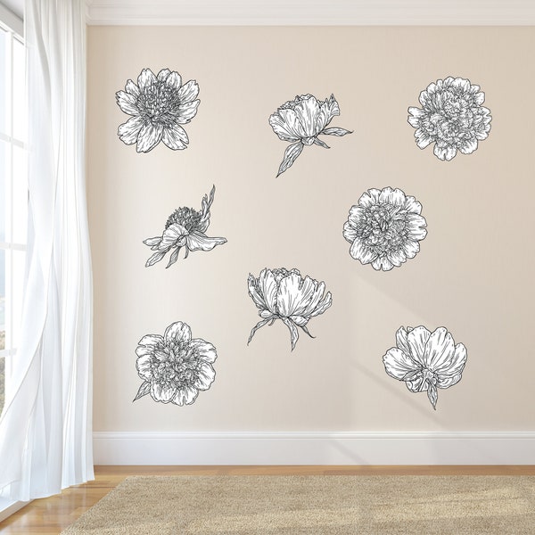 Peony Wall Decal Etsy