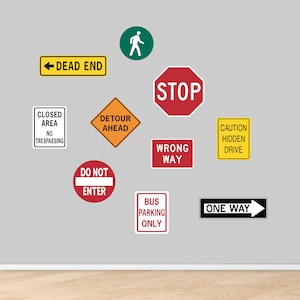 Large Road Signs Decals, Traffic Stickers for Wall or Sign, Indoor or Outdoor Traffic Stickers