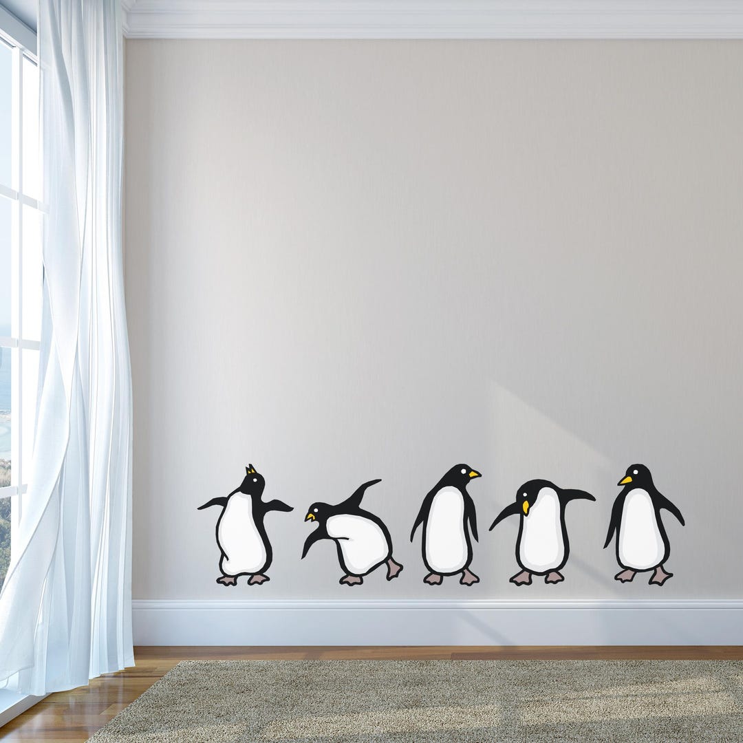 Penguins Printed Peel and Stick Wall Decals: Kids Nursery Zoo Animal ...