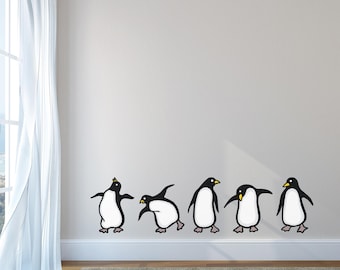 Penguins Printed Peel and Stick Wall Decals: Kids Nursery Zoo Animal Stickers