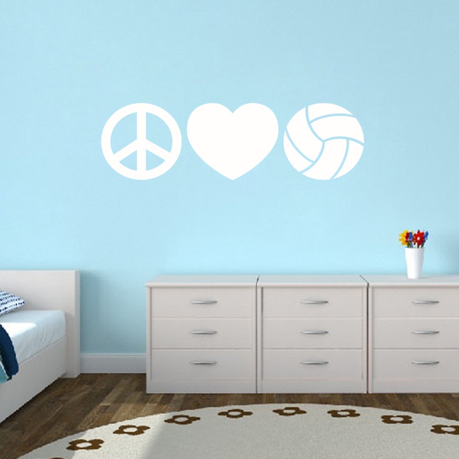Peace Love Volleyball Wall Decal Set Decorative Art Decor | Etsy