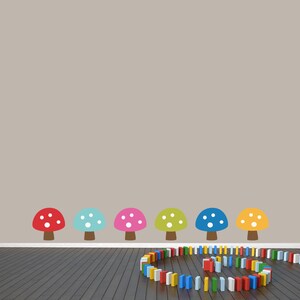 Woodland Forest Colorful Mushroom Printed Wall Decal Set