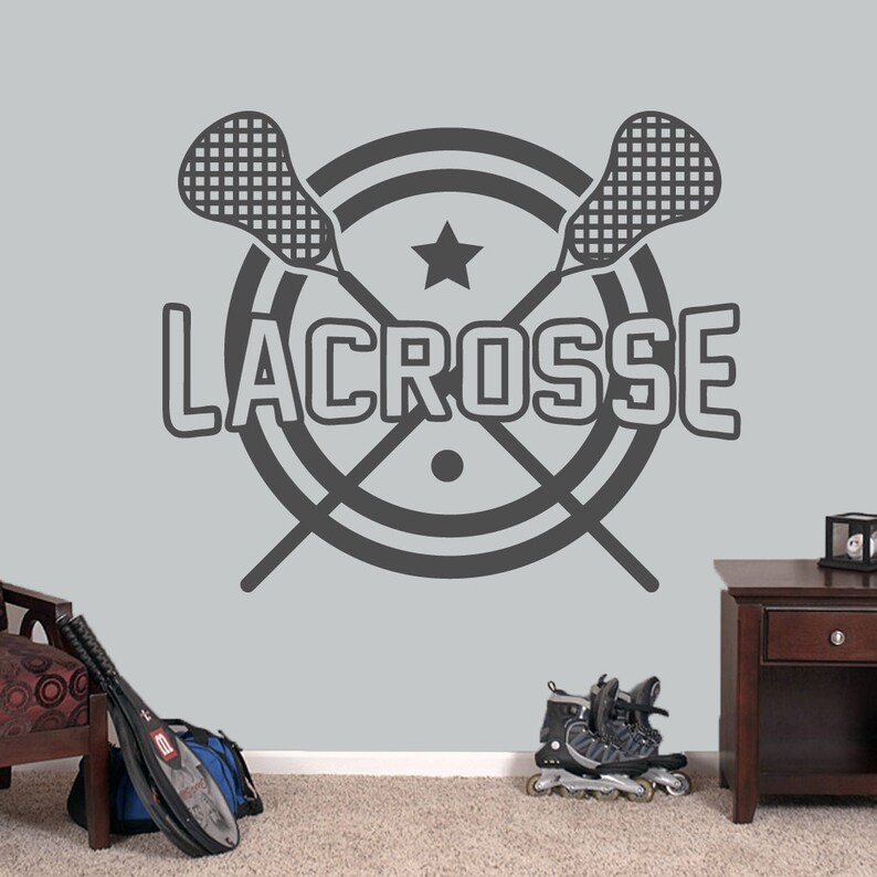Lacrosse Wall Decal Sports Team Locker Room Kids Teen Bedroom Man Cave Removable Art Home Decor Vinyl Sticker