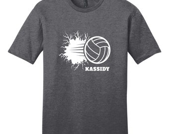 Custom Volleyball Breaking Through Wall T-Shirt, Personalized Sports T-Shirt, Volleyball Player, Custom Player's Name Shirts, Sports Shirts
