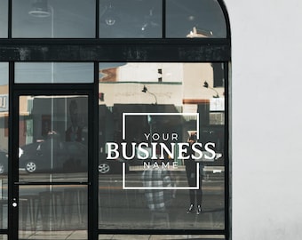 Custom Square Business Logo Decal, Personalized Store Window Sticker for Door Wall Glass