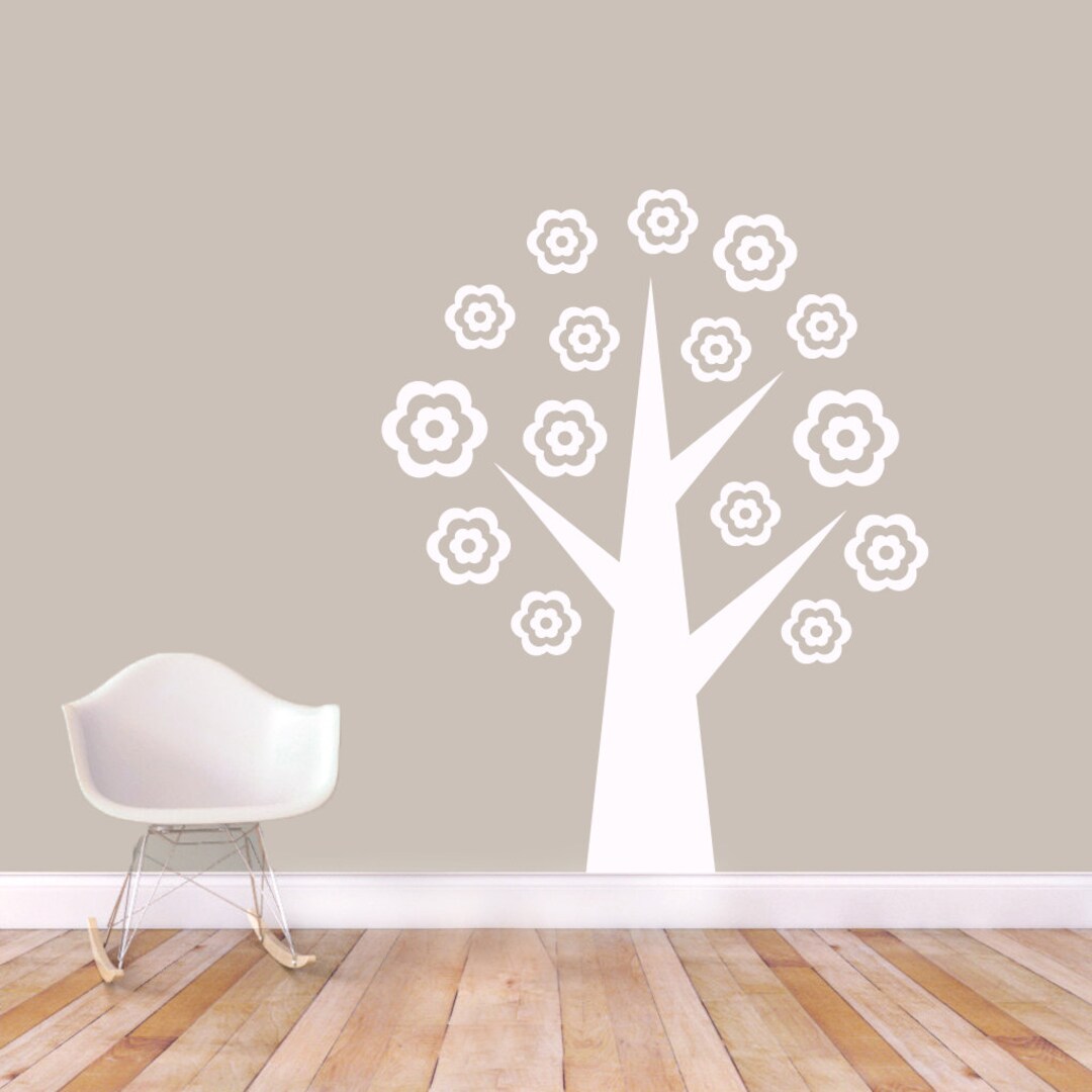 Flower Tree Wall Decal Decorative Art Decor Sticker For Etsy.de