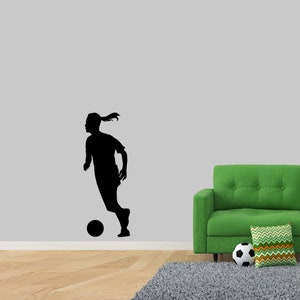 Soccer Girl Silhouette Wall Decal: Sports Bedroom Decor