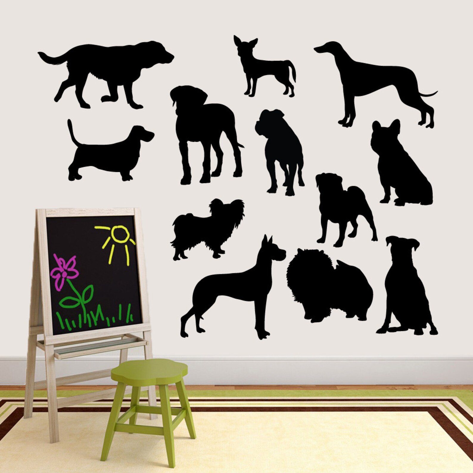 Dog Silhouettes Wall Decal Decorative Art Decor Sticker for Etsy
