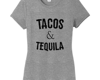 Tacos & Tequila Women's Fitted T-Shirt, Funny Drinking Shirts, Food and Drink T-Shirts, Cinco De Mayo Shirts