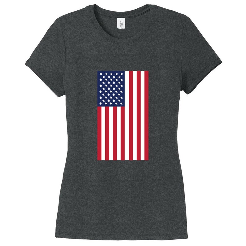 American Flag Women's Fitted T-Shirt, Patriotic 4th Of July USA Independence Day Graphic Tee image 1