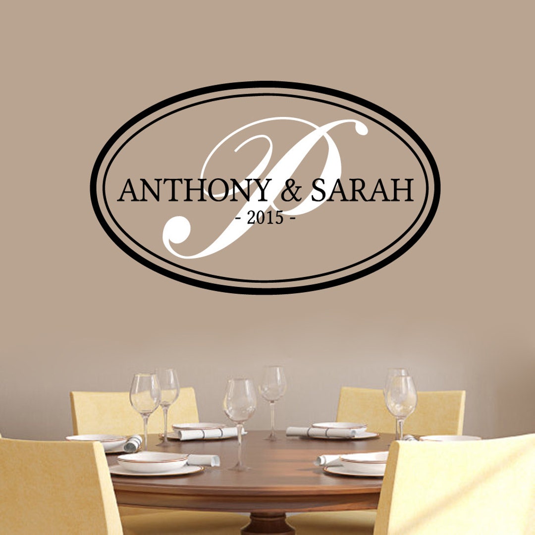 Custom Couple Name Monogram Wall Decal, Wedding Anniversary Gift - Etsy