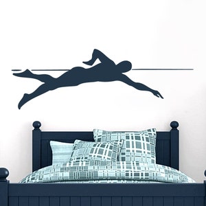 Swimmer Wall Decal, Swimming Sports Room Wall Mural, Swimmer Gift Bild 1