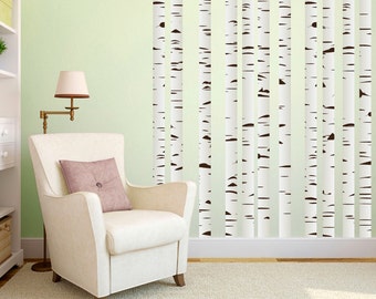 Birch Trees Wall Decal Set Decorative Art Decor Sticker For Nursery Kids Room Entryway Hallway Family Room Living Room Select Your Size