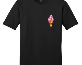 Ice Cream Cone Pocket Print Unisex T-Shirt, Funny Junk Food T-Shirts, Ice Cream Lover Gift