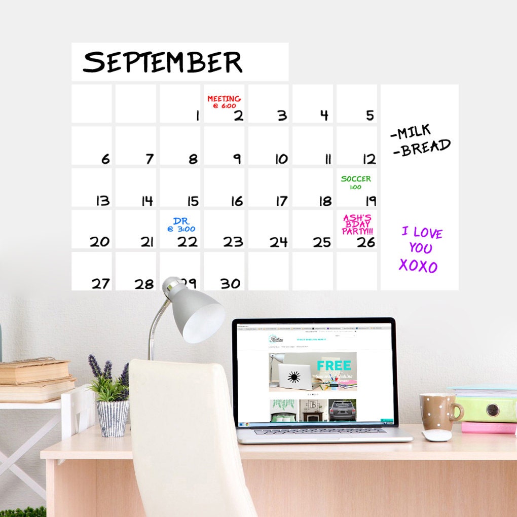 Dry Erase Calendar Wide Wall Decal Dry Erase Office Business Etsy