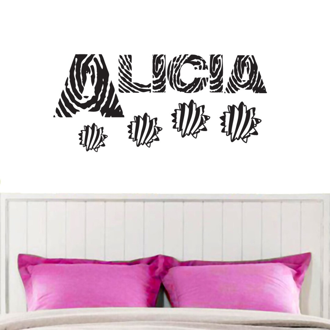 Custom Name Zebra Print Wall Decal Decorative Art Decor Sticker for ...