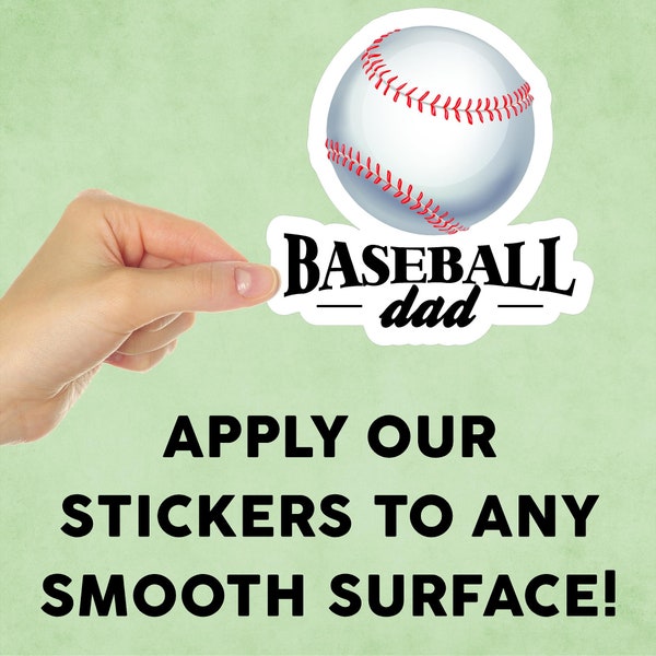 Baseball Dad Mini Sticker, Sports Decal for Tumbler / Device / Laptop / iPad / Water Bottle / Indoor / Outdoor