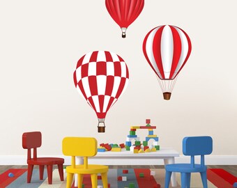 Hot Air Balloons Printed Wall Decal Decorative Art Decor Sticker For Nursery Kids Teen Bedroom Playroom Classroom Select Your Size