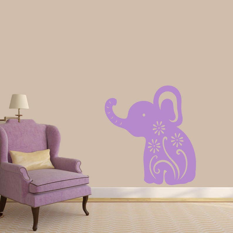 Floral Elephant Wall Decal Decorative Art Decor Sticker For Etsy