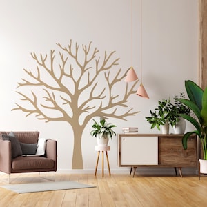 Leafless Tree Wall Decal: Neutral Boho Family Photo Mural