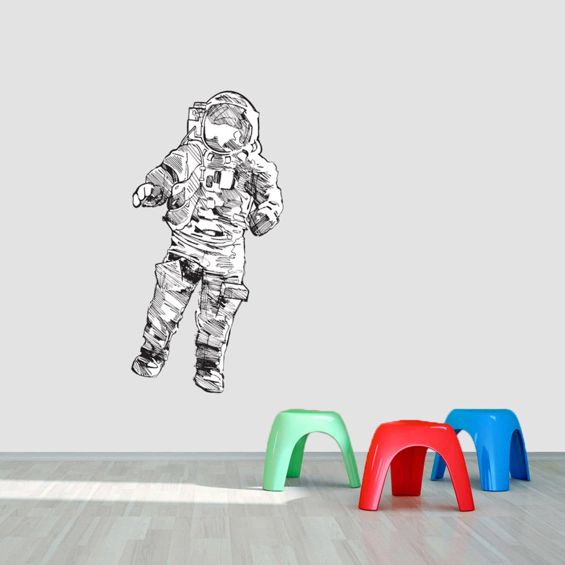 Astronauta impreso pared calcomanía decorativa decoración de | Etsy