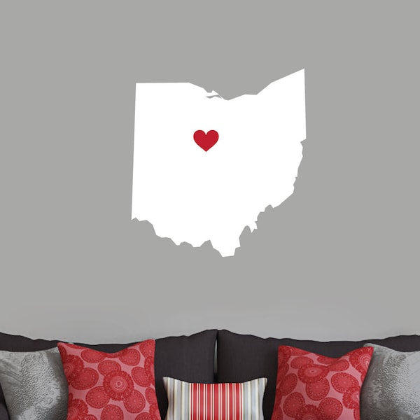 Custom State Silhouette With Heart Wall Decal Decorative Art Decor Sticker For Entryway Family Living Room Den Select Your Size and Color