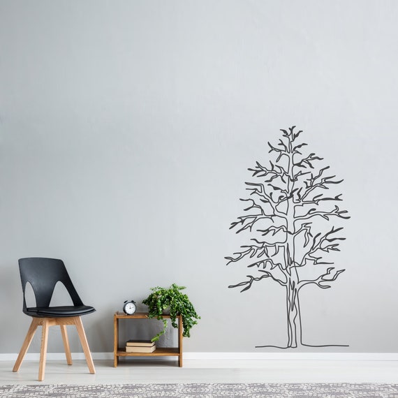 Sketch Tree Wall Decal Tree With No Leaves Wall Mural Tree | Etsy