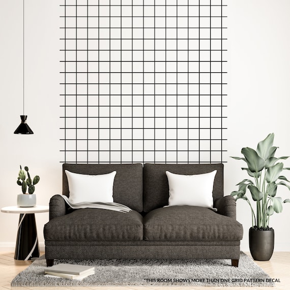 Grid Pattern Wall Decal Decorative Art Decor Focal Wall Mural Etsy