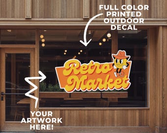 Custom Full Color Printed Logo Outdoor Decal - Window Advertising Sticker for Storefront Entrance