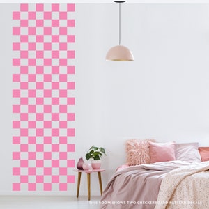 Checkerboard Pattern Wall Decal, Checkered Focal Wall Mural Sticker Design, Select Your Color