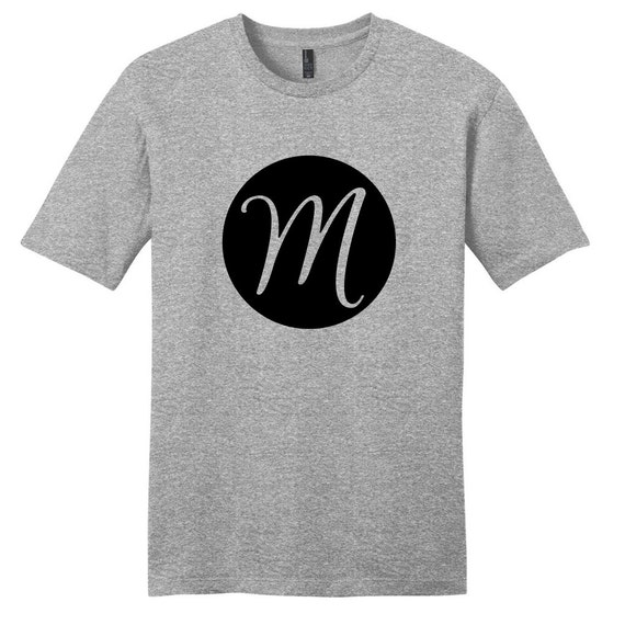 Embroidered monogram t-shirt for men Monogramed t-shirt Custom monogram for men Circle monogram shirt Embroidered circle monogram