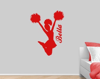 Custom Cheerleader Name Wall Decal, Personalized Cheerleading Stickers