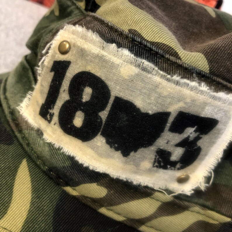 Camo Distressed Military 1803 Ohio Patch Hat Cap