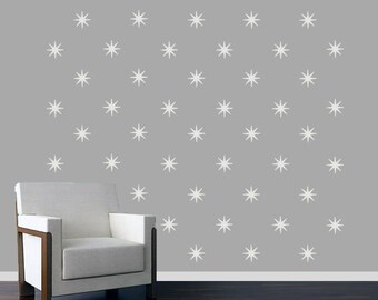 Retro Starbursts Wall Decal Decorative Art Decor Sticker For Nursery Kids Bedroom Entryway Living Room Bathroom Select Your Size and Color