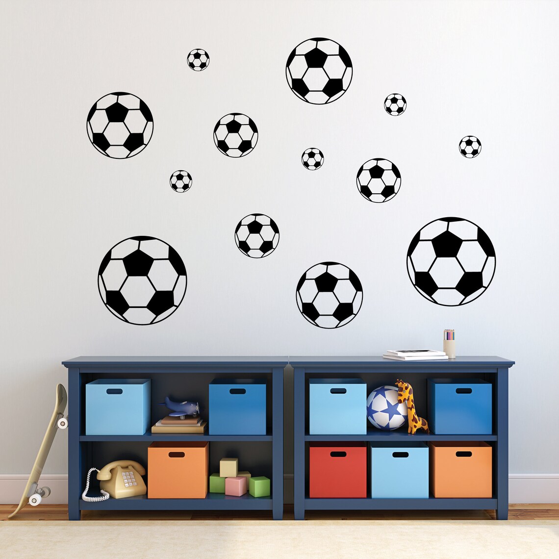 Soccer Balls Wall Decals Soccer Wall Art Mural Sports Kids Etsy