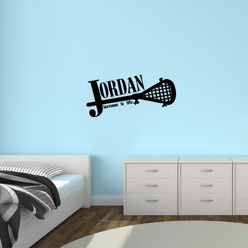 Custom Lacrosse Name Wall Decal Personalized Nursery And Kids Room Sports Sticker Removable Art Vinyl