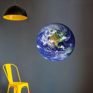 Earth Printed Wall Decal, Multi Color Earth Planet Sticker, Solar System Decor, Remove - Replace