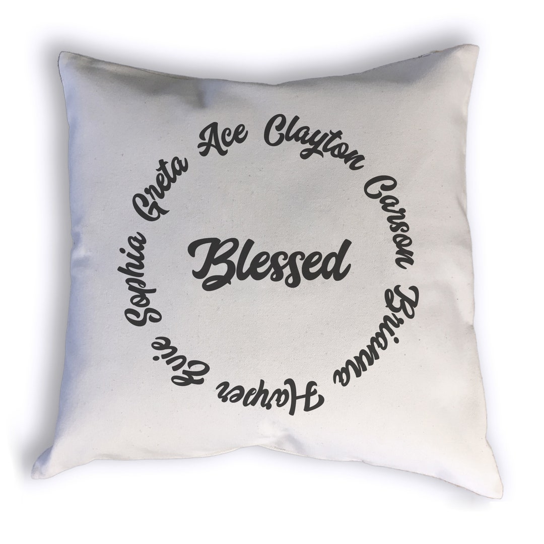 Custom Names Blessed Pillow , Personalized Home Decor Gift Throw Pillow ...