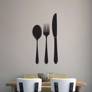 Spoon Fork Knife Wall Decal, Silverware Kitchen Restuarant Decor Sticker, Kitchen Decor