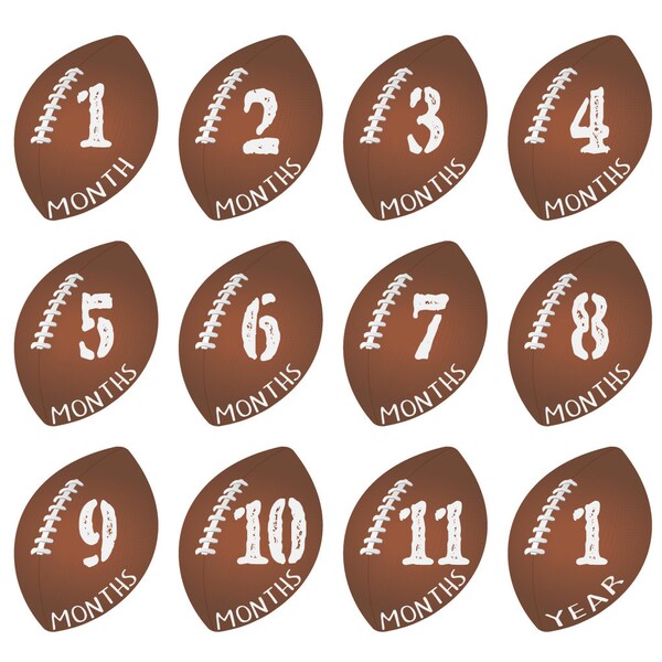 Football Monthly Baby Milestone Stickers Decorative Art Decor Sticker For Nursery Kids Baby Gift Newborn Baby Photo Props