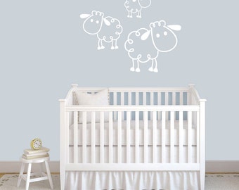 Set of Sheep Wall Decals Decorative Art Decor Sticker For Nursery Kids Room Bedroom Playroom Classroom Select Your Color