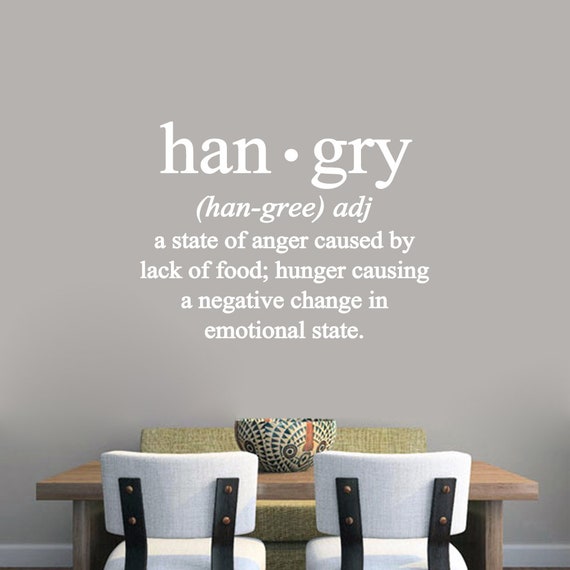 Hangry Wall Decal Funny Hungry Angry Wall Quote Kitchen Dining Room Wall Art