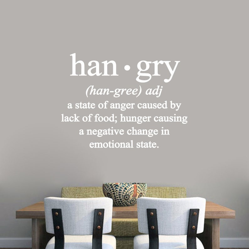 hangry wall decal // kitchen dining room man cave // funny | etsy