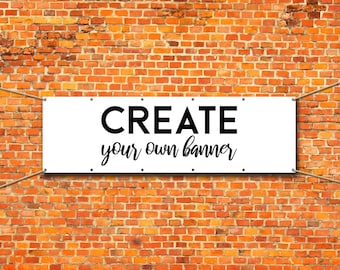 Custom Text Banner for Business Events Parties Logo Displays, Personalized Create Your Own Banner