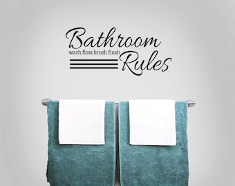 Bathroom Rules Wall Decal, Kids Bath Quote Stickers