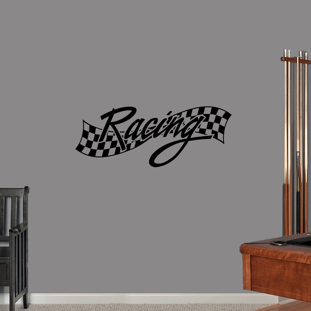 Checkered Racing Wall Decal Decorative Art Decor Sticker for Nursery