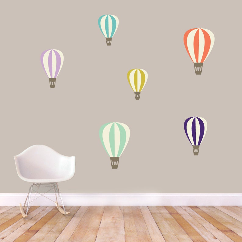 Colorful Hot Air Balloons Printed Wall Decal Decorative Art Decor Sticker For Nursery Kids Teens Bedroom Classroom Playroom Select Your Size 