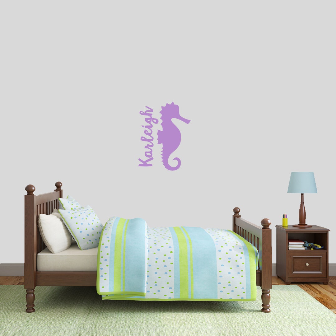 Custom Name Seahorse Wall Decal Decorative Art Decor Sticker For
